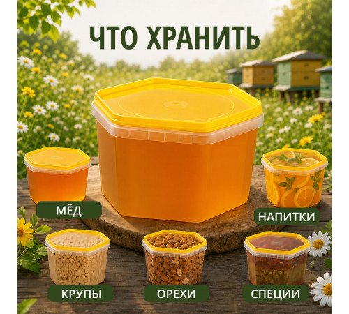 Банка 0,4л сота желтая крышка (уп 210)
