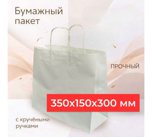 Пакет бумажный с круч. ручками 350*150*300 крафт горизонтальный