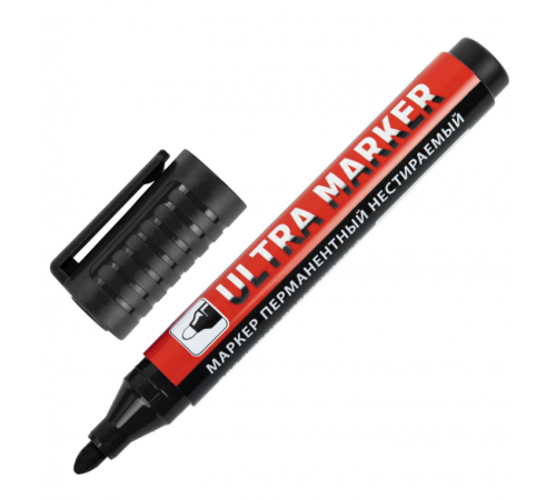 Маркер перманентный ULTRA MARKER ЧЕРНЫЙ 3,5мм с клипом BRAUBERG