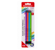 Набор карандашей чернографитных BRAUBERG ULTRA COLOR 4шт HB с ластиком пластиковые