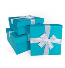 Коробка подарочная 15*15*5 с бантом бирюзовый