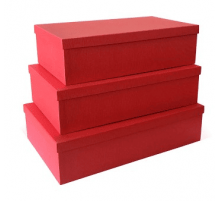 Коробка подарочная 40*25*10 тиснение ЛЕН ярко-красный