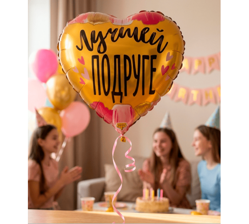 Шар фольгированный 18"/46см Лучшей подруге Сердце