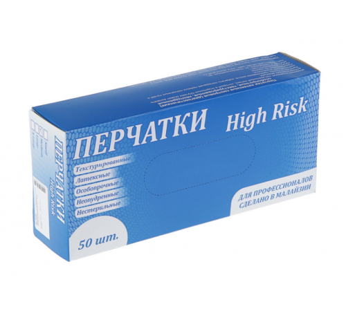 Перчатки латексные неопудренные S High Risk особопрочные (в упак 50шт) ЧЗ